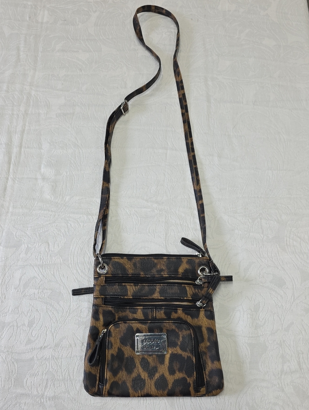 Nicole by Nicole Miller Leopard Print Crossbody Bag Multi-Zip